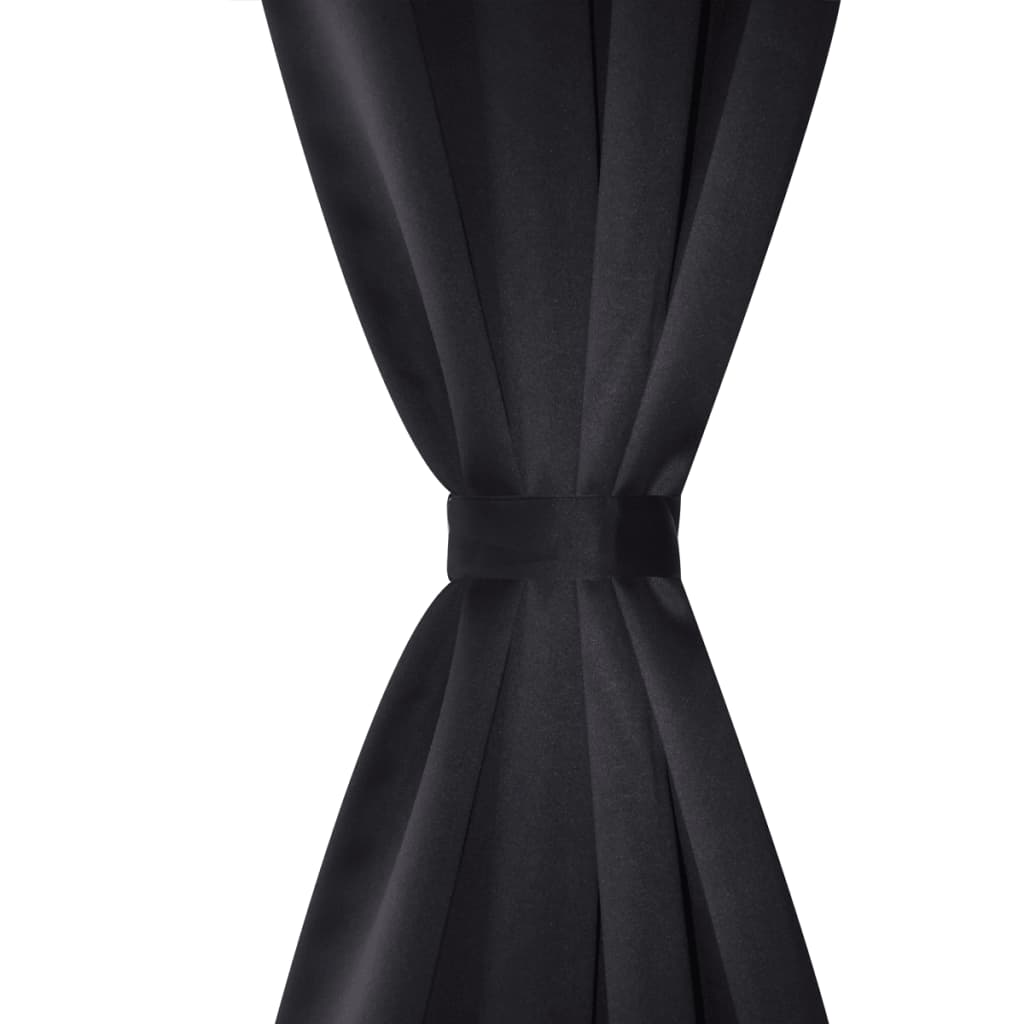 Draperii opace cu inele metalice, 2 buc., negru, 135 x 245 cm Draperii opace cu inele metalice, 2 buc., negru, 135 x 245 cm