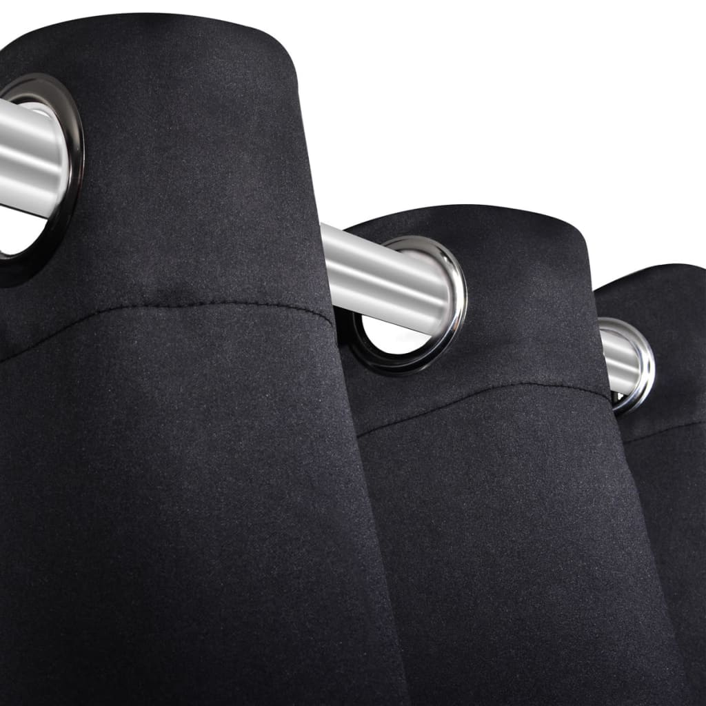 Draperii opace cu inele metalice, 2 buc., negru, 135 x 245 cm Draperii opace cu inele metalice, 2 buc., negru, 135 x 245 cm