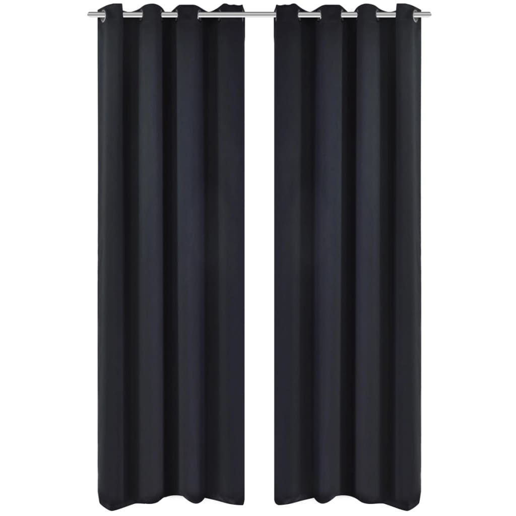 Draperii opace cu inele metalice, 2 buc., negru, 135 x 245 cm Draperii opace cu inele metalice, 2 buc., negru, 135 x 245 cm