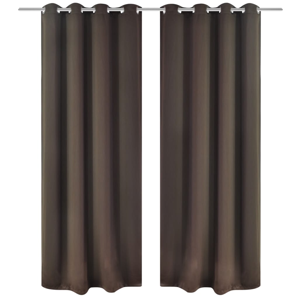 Draperii opace cu inele metalice, 2 buc., maro, 135 x 245 cm Draperii opace cu inele metalice, 2 buc., maro, 135 x 245 cm