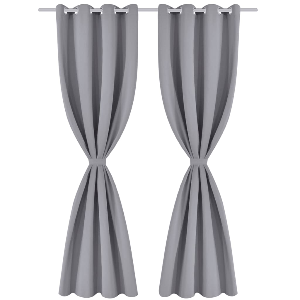 Draperii opace cu inele metalice, 2 buc., gri, 135 x 245 cm Draperii opace cu inele metalice, 2 buc., gri, 135 x 245 cm