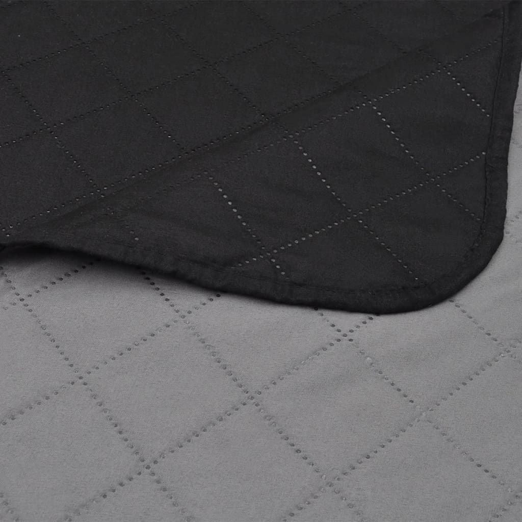 Cuvertură matlasată cu două fețe, negru/gri, 170 x 210 cm Cuvertură matlasată cu două fețe, negru/gri, 170 x 210 cm