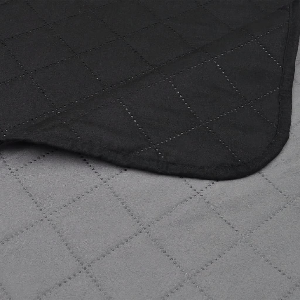 Cuvertură matlasată cu două fețe, negru/gri, 230 x 260 cm Cuvertură matlasată cu două fețe, negru/gri, 230 x 260 cm