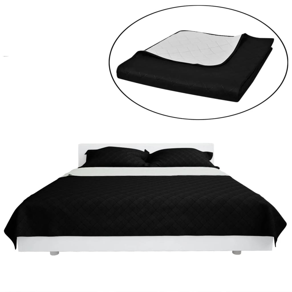 Cuvertură matlasată cu două fețe, negru/alb, 220 x 240 cm Cuvertură matlasată cu două fețe, negru/alb, 220 x 240 cm
