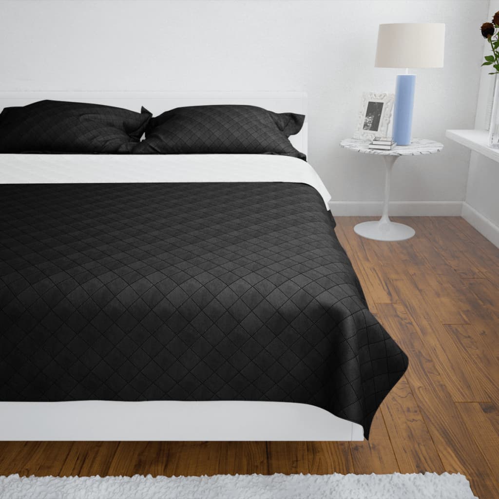 Cuvertură matlasată cu două fețe, negru/alb, 220 x 240 cm Cuvertură matlasată cu două fețe, negru/alb, 220 x 240 cm