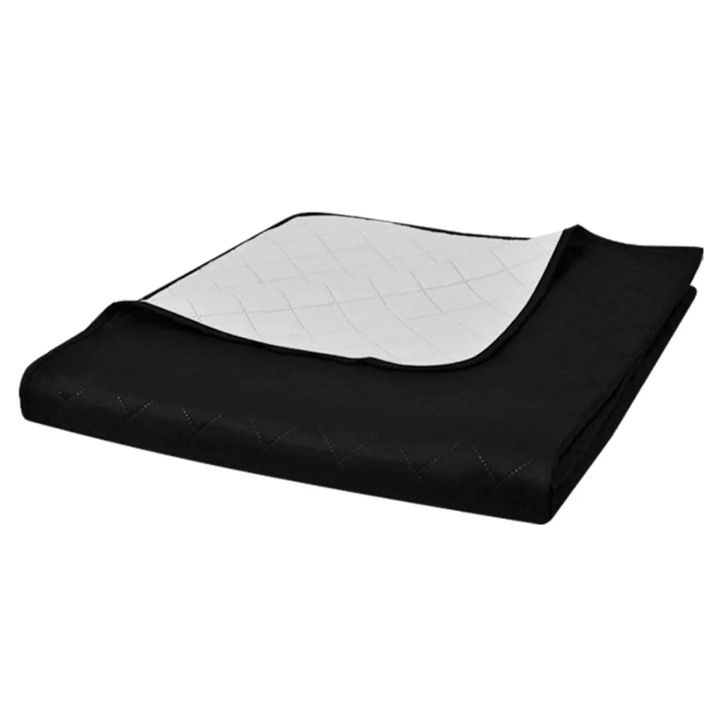 Cuvertură matlasată cu două fețe, negru/alb, 220 x 240 cm Cuvertură matlasată cu două fețe, negru/alb, 220 x 240 cm
