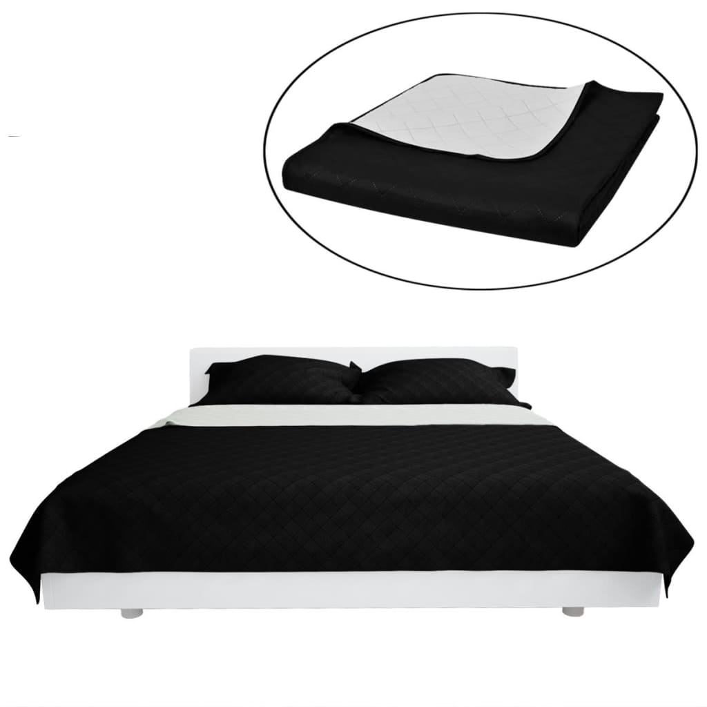Cuvertură matlasată cu două fețe, negru/alb, 230 x 260 cm Cuvertură matlasată cu două fețe, negru/alb, 230 x 260 cm