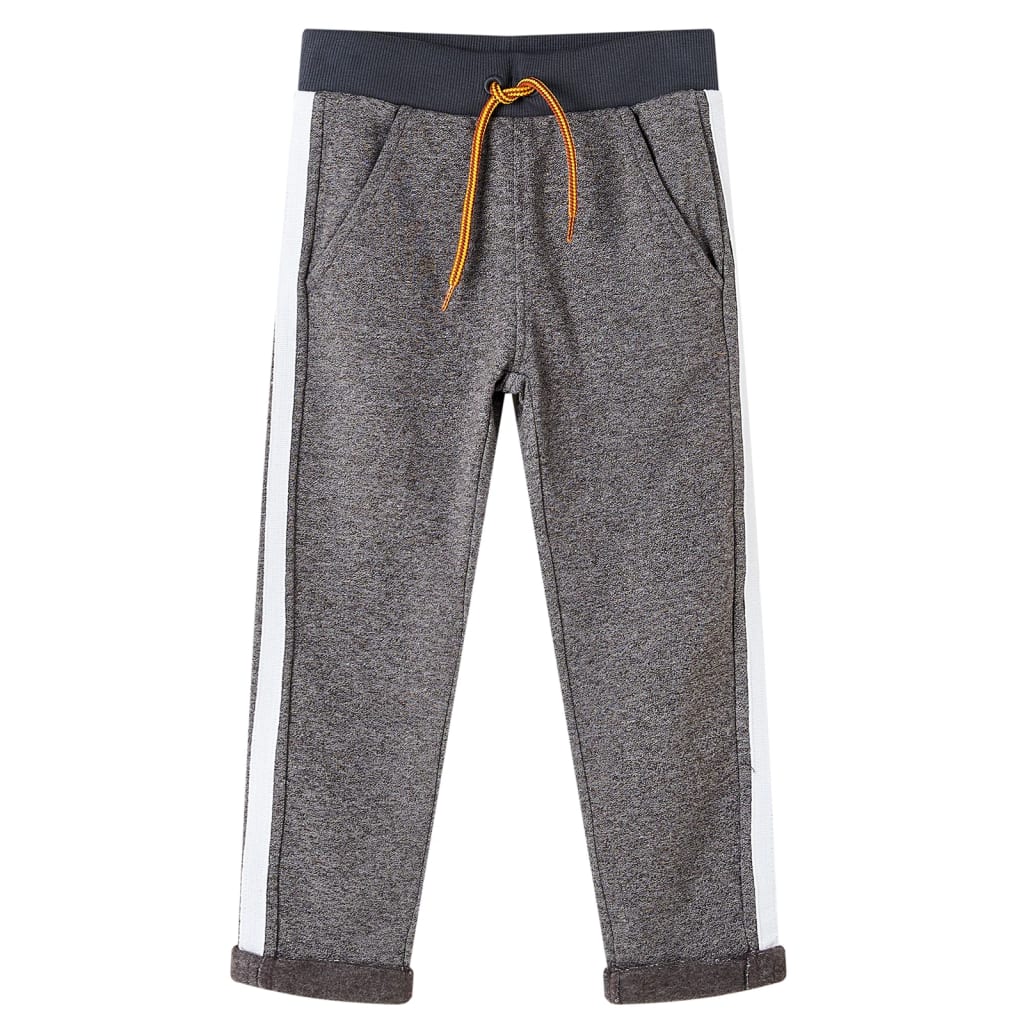 Pantaloni de trening pentru copii, gri închis melanj, 104 Pantaloni de trening pentru copii, gri închis melanj, 104