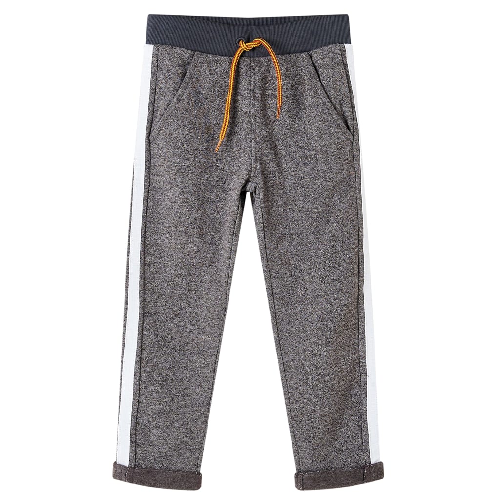 Pantaloni de trening pentru copii, gri închis melanj, 116 Pantaloni de trening pentru copii, gri închis melanj, 116