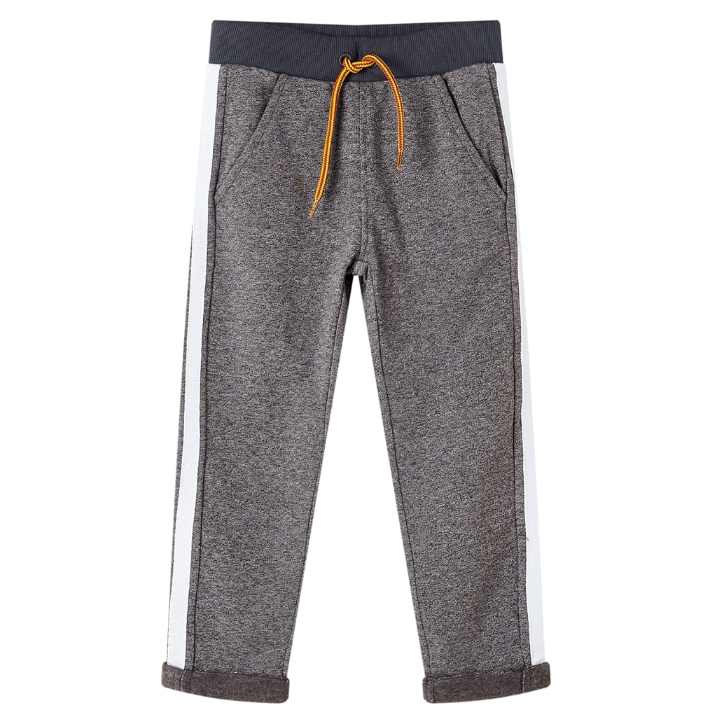 Pantaloni de trening pentru copii, gri închis melanj, 140 Pantaloni de trening pentru copii, gri închis melanj, 140
