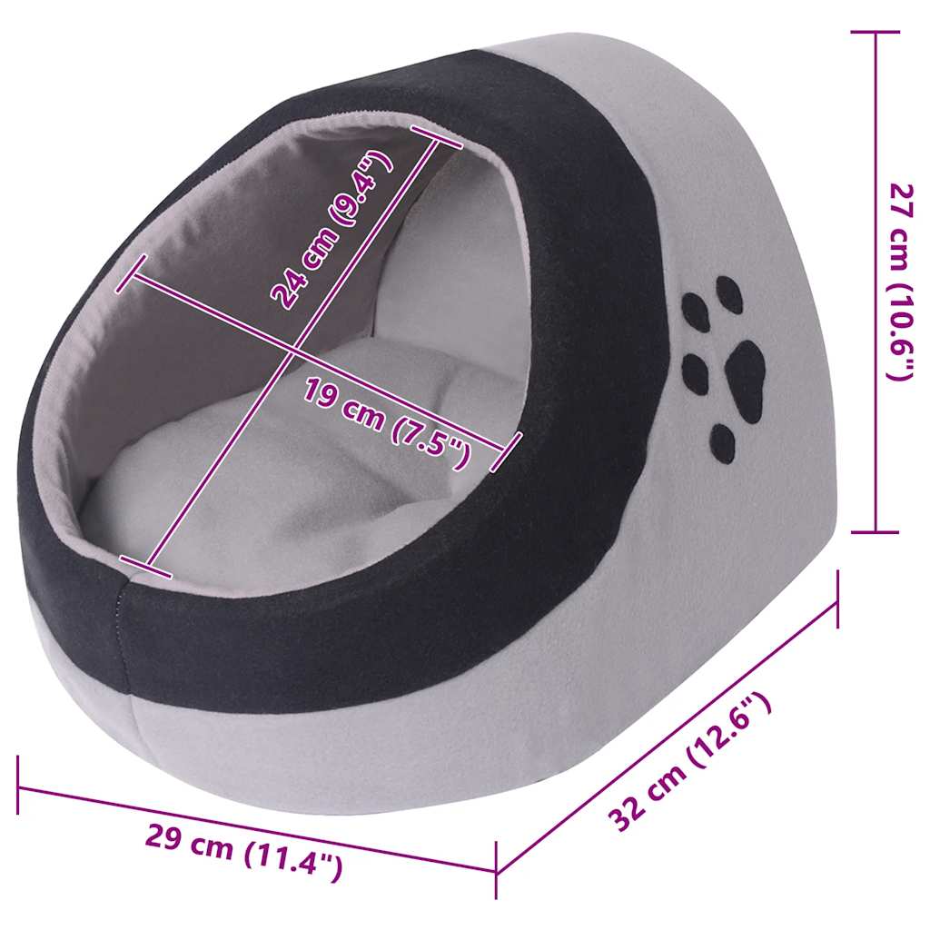 vidaXL Pătuț pentru pisici, gri și negru, M