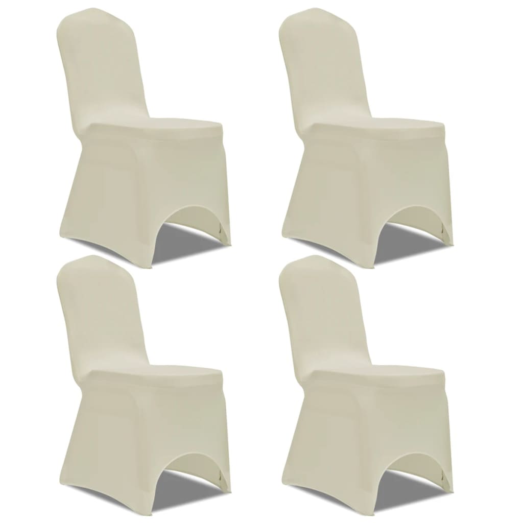 vidaXL Husă de scaun elastică, 4 buc., crem vidaXL Husă de scaun elastică, 4 buc., crem