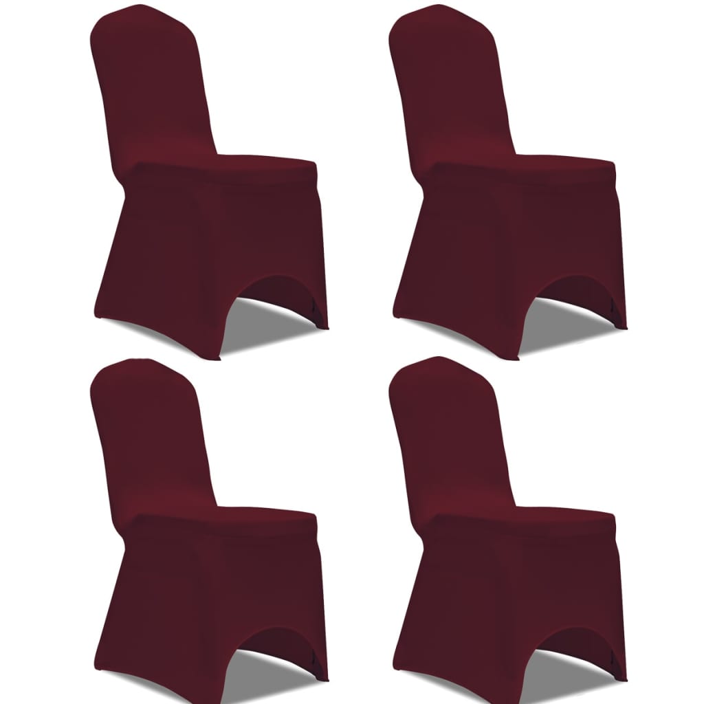 vidaXL Husă de scaun elastică, 4 buc., roșu bordo vidaXL Husă de scaun elastică, 4 buc., roșu bordo