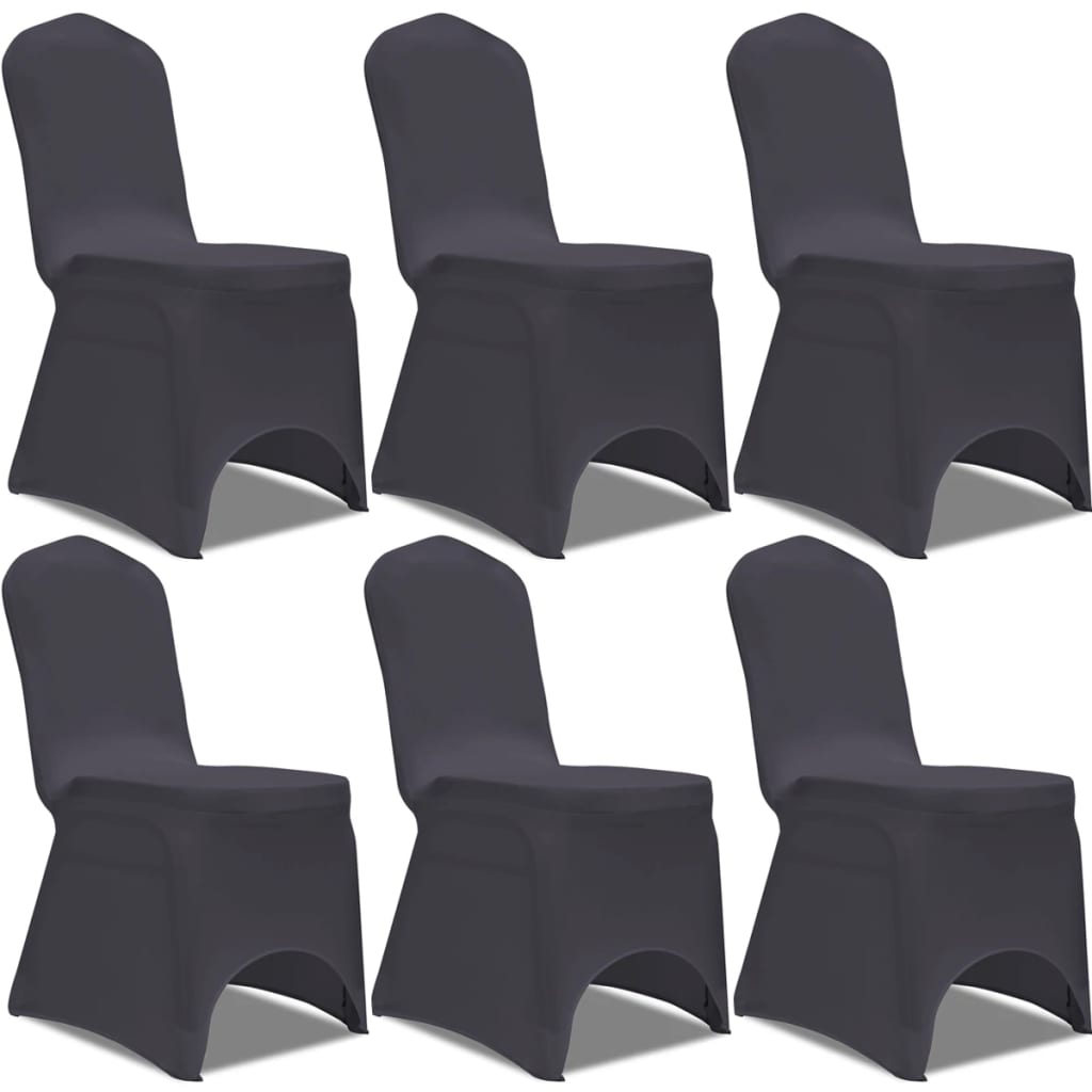 vidaXL Husă de scaun elastică, 6 buc., antracit vidaXL Husă de scaun elastică, 6 buc., antracit