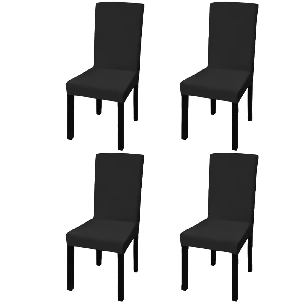 vidaXL Huse de scaun elastice drepte, 4 buc., negru vidaXL Huse de scaun elastice drepte, 4 buc., negru