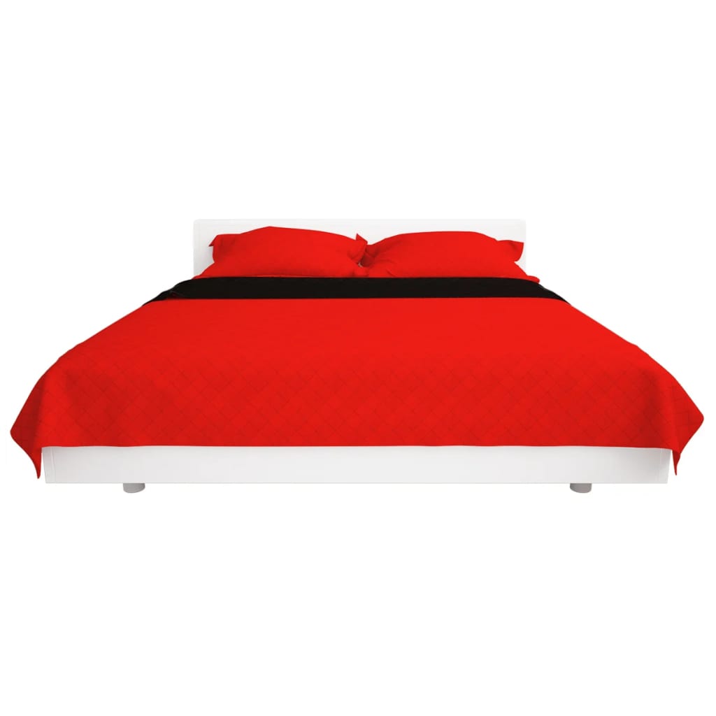 vidaXL Cuvertură matlasată cu două fețe, 230 x 260 cm, roșu și negru vidaXL Cuvertură matlasată cu două fețe, 230 x 260 cm, roșu și negru