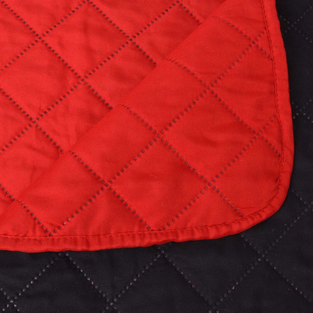 vidaXL Cuvertură matlasată cu două fețe, 230 x 260 cm, roșu și negru vidaXL Cuvertură matlasată cu două fețe, 230 x 260 cm, roșu și negru