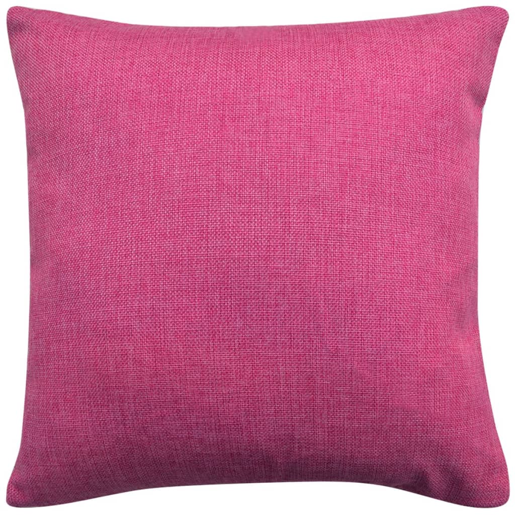 vidaXL Huse de pernă cu aspect de pânză, 40 x 40 cm, roz, 4 buc. vidaXL Huse de pernă cu aspect de pânză, 40 x 40 cm, roz, 4 buc.
