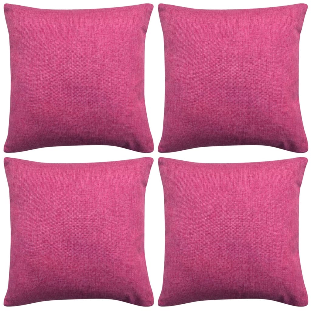 vidaXL Huse de pernă cu aspect de pânză, 40 x 40 cm, roz, 4 buc. vidaXL Huse de pernă cu aspect de pânză, 40 x 40 cm, roz, 4 buc.