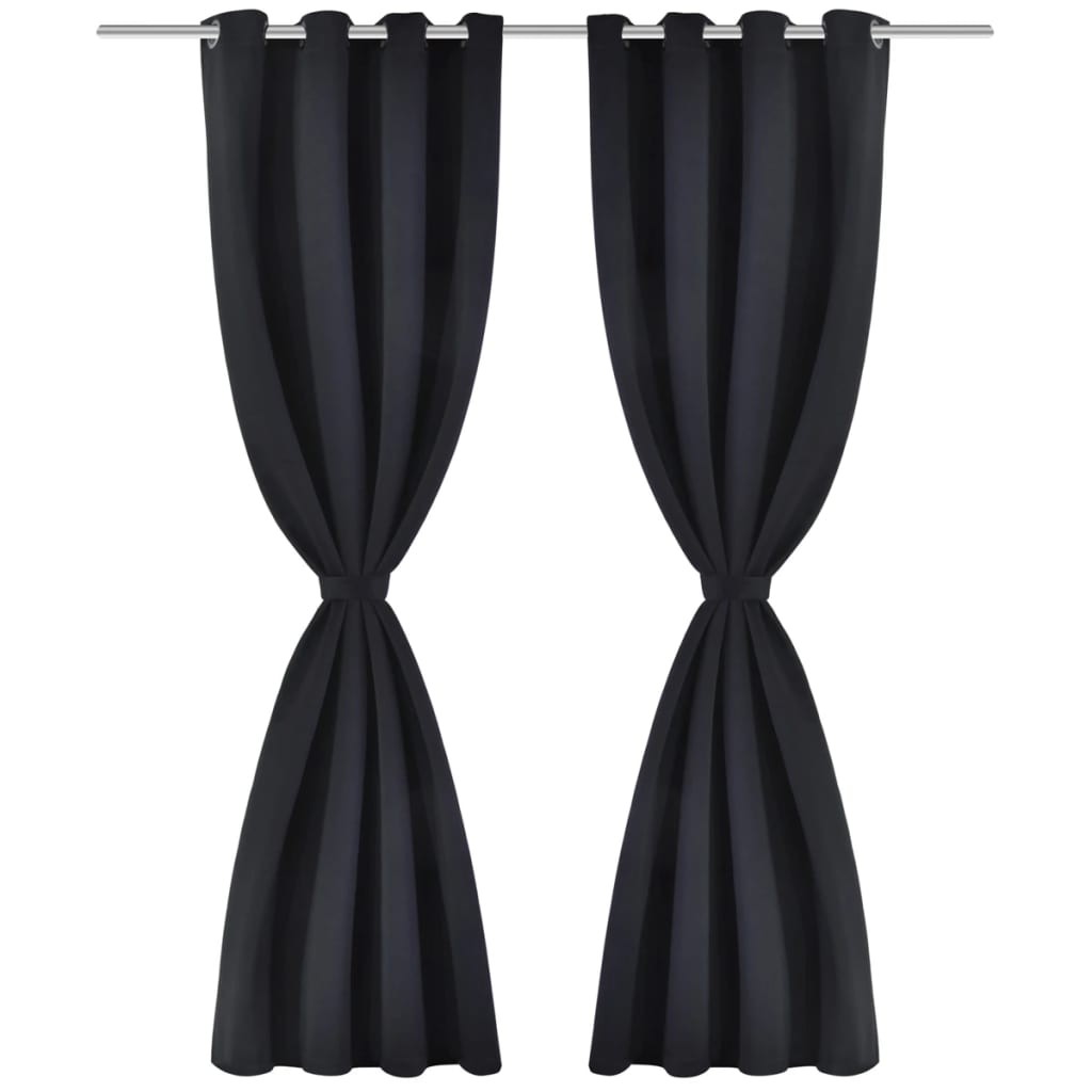 vidaXL Draperii opace cu ocheți metalici, 2 buc, 135 x 175 cm, negru vidaXL Draperii opace cu ocheți metalici, 2 buc, 135 x 175 cm, negru