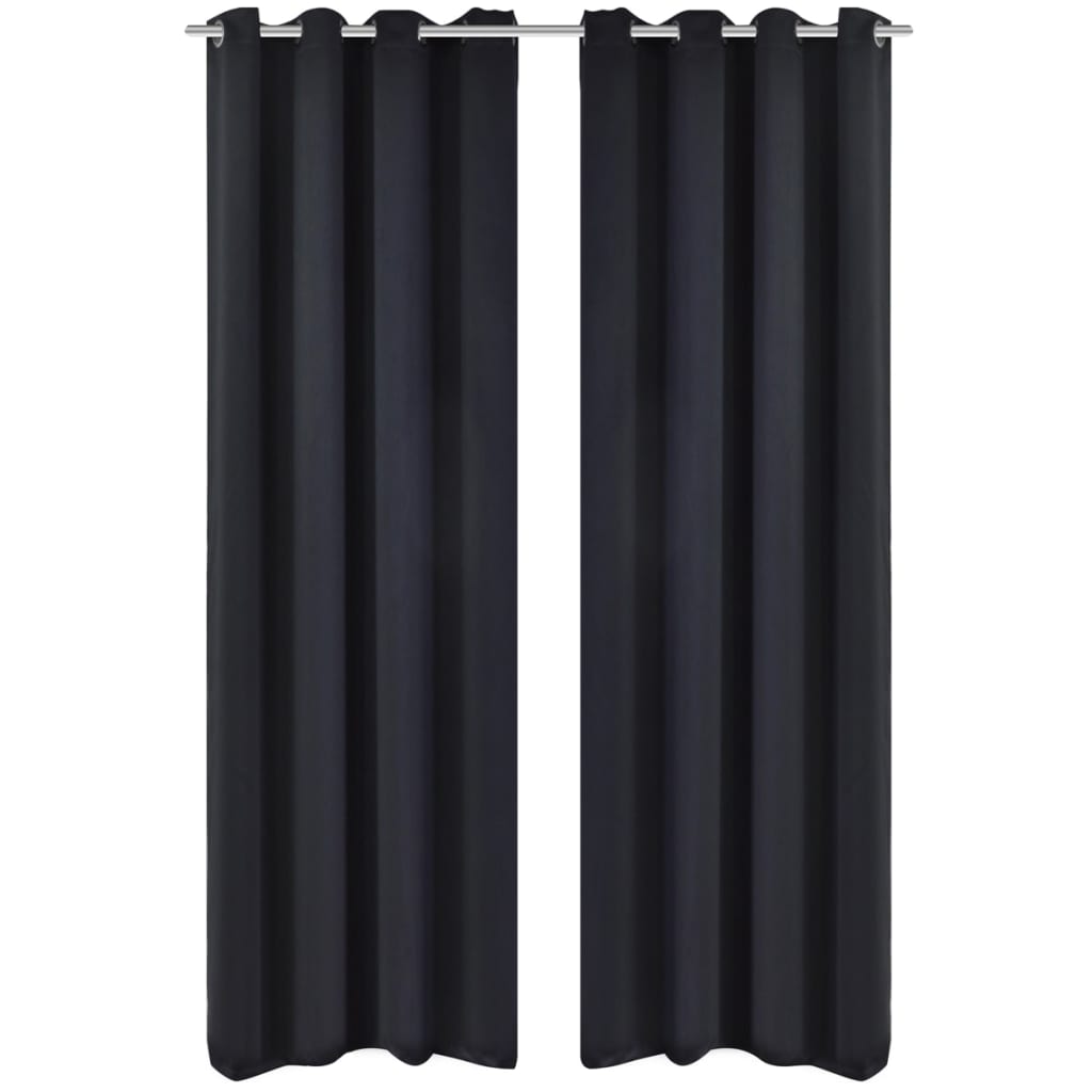 vidaXL Draperii opace cu ocheți metalici, 2 buc, 135 x 175 cm, negru vidaXL Draperii opace cu ocheți metalici, 2 buc, 135 x 175 cm, negru