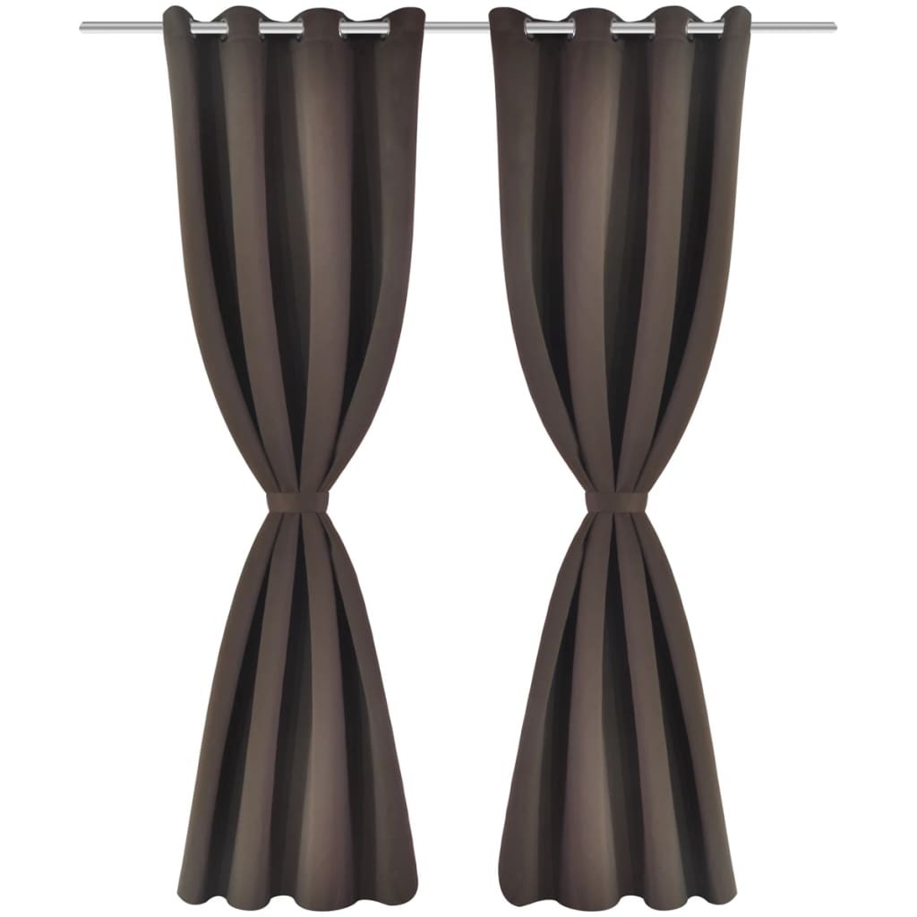 vidaXL Draperii opace cu ocheți metalici, 2 buc, 135 x 175 cm, maro vidaXL Draperii opace cu ocheți metalici, 2 buc, 135 x 175 cm, maro