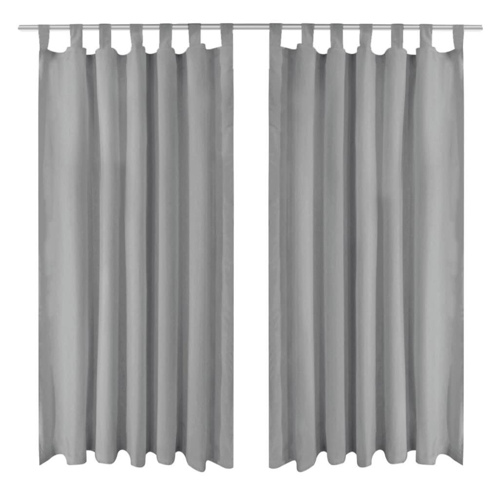 vidaXL Draperii micro-satin cu bride, 2 buc, 140 x 175 cm, gri vidaXL Draperii micro-satin cu bride, 2 buc, 140 x 175 cm, gri