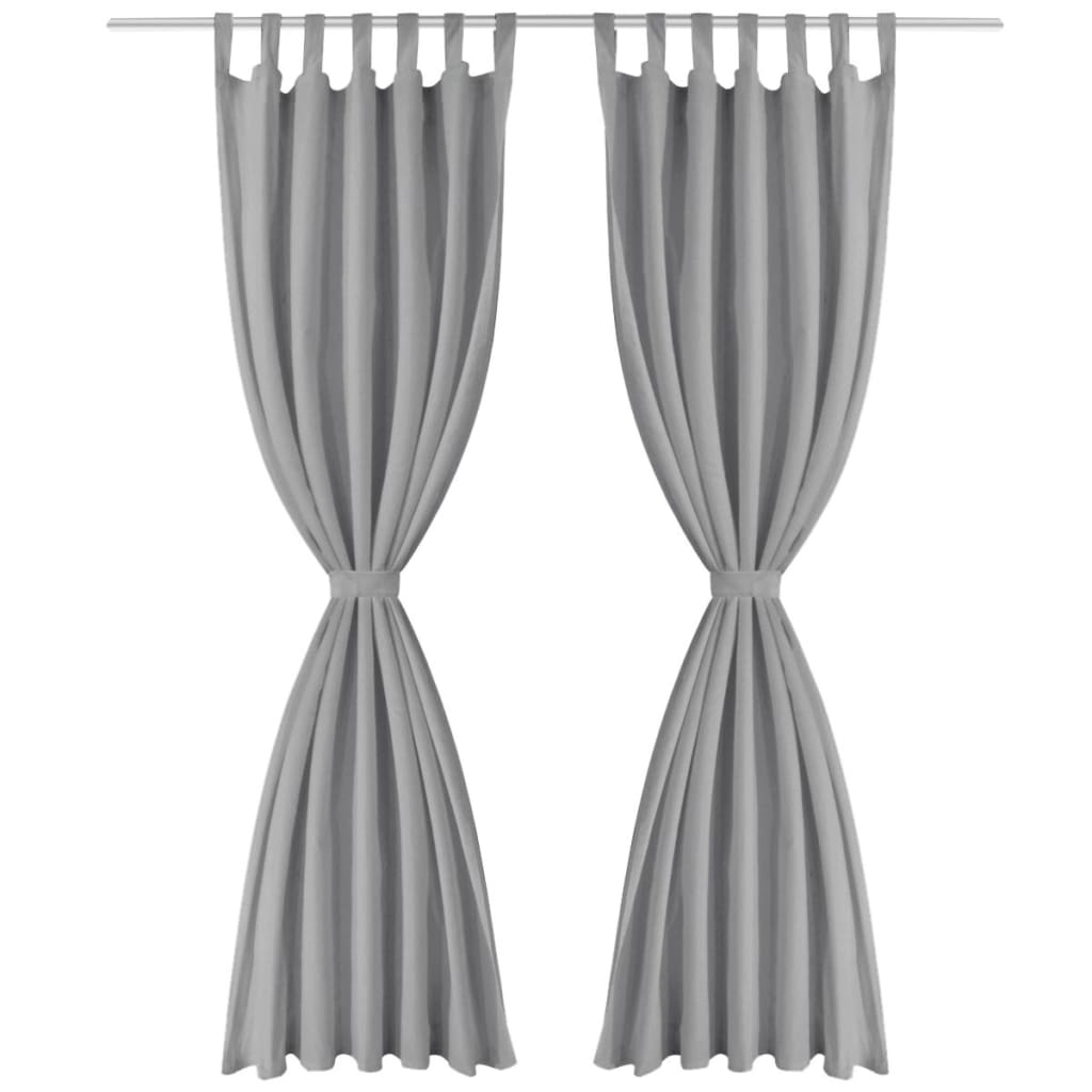 vidaXL Draperii micro-satin cu bride, 2 buc, 140 x 225 cm, gri vidaXL Draperii micro-satin cu bride, 2 buc, 140 x 225 cm, gri