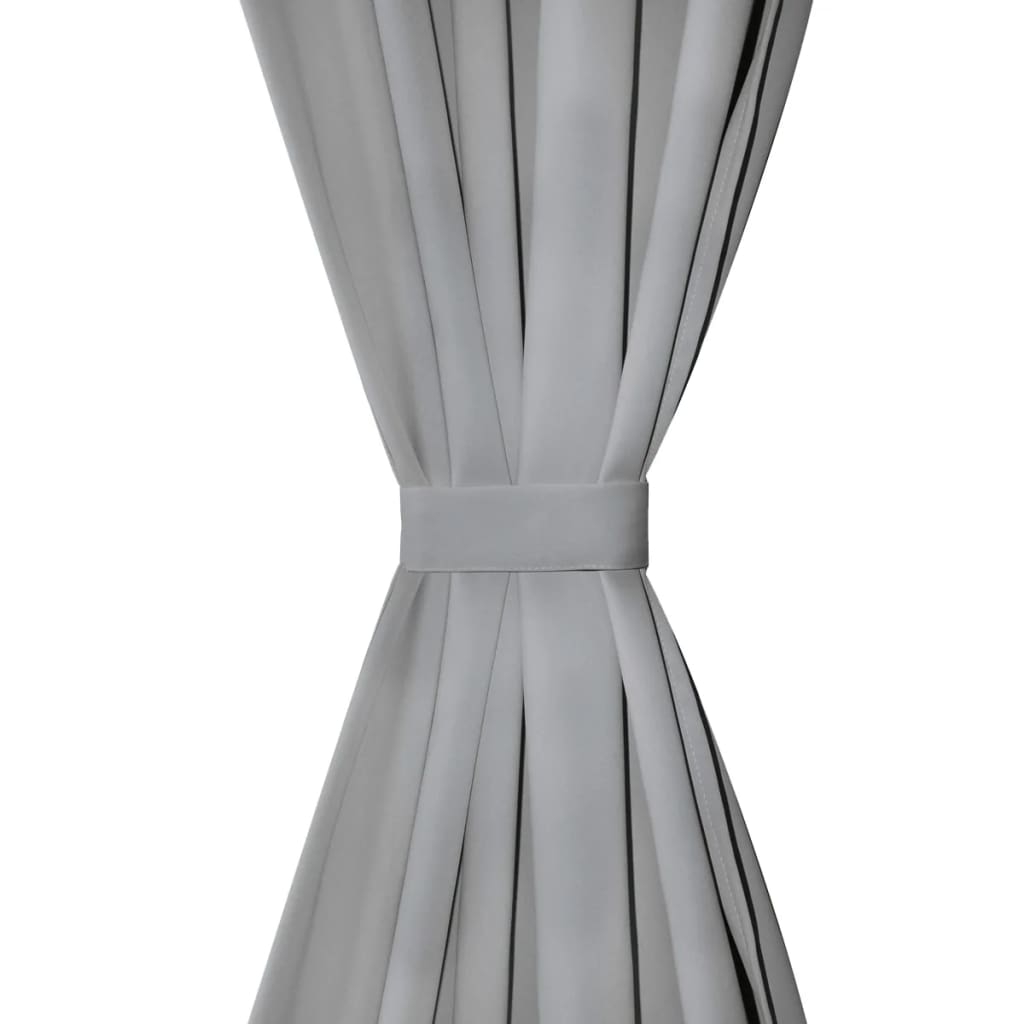 vidaXL Draperii micro-satin cu bride, 2 buc, 140 x 225 cm, gri vidaXL Draperii micro-satin cu bride, 2 buc, 140 x 225 cm, gri