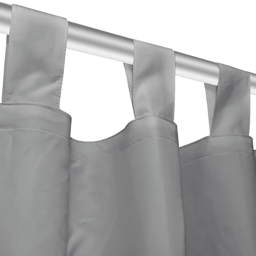 vidaXL Draperii micro-satin cu bride, 2 buc, 140 x 225 cm, gri vidaXL Draperii micro-satin cu bride, 2 buc, 140 x 225 cm, gri