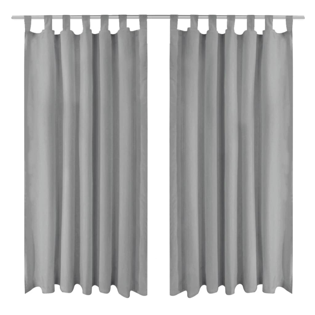 vidaXL Draperii micro-satin cu bride, 2 buc, 140 x 225 cm, gri vidaXL Draperii micro-satin cu bride, 2 buc, 140 x 225 cm, gri