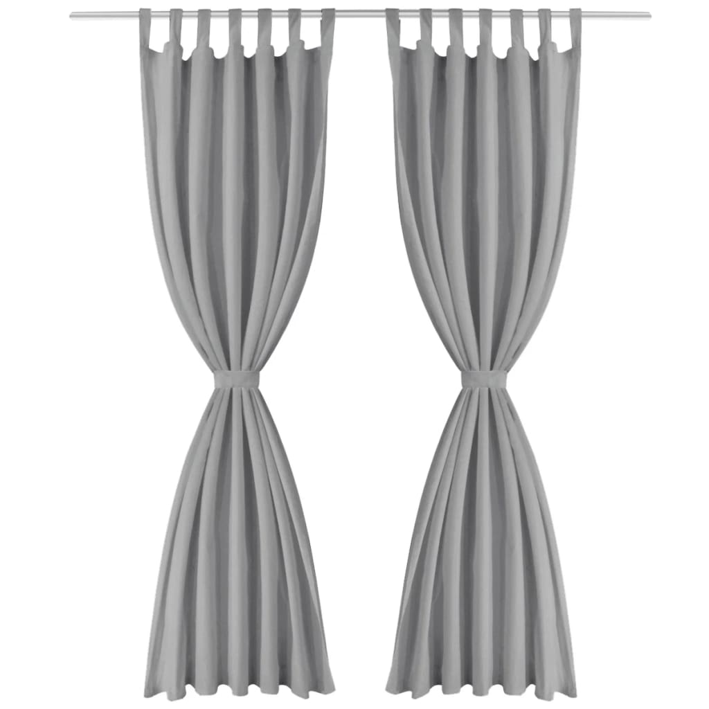 vidaXL Draperii micro-satin cu bride 2 buc, 140 x 245 cm, gri vidaXL Draperii micro-satin cu bride 2 buc, 140 x 245 cm, gri
