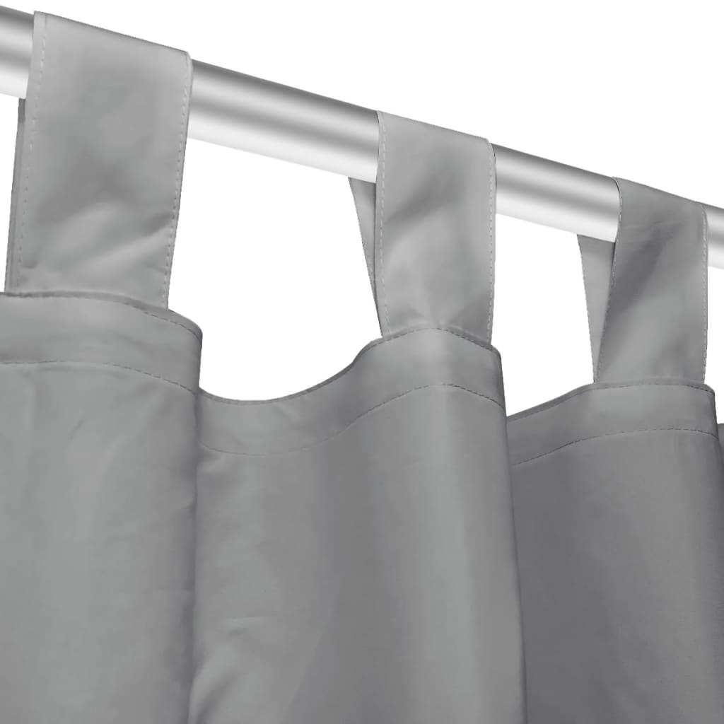 vidaXL Draperii micro-satin cu bride 2 buc, 140 x 245 cm, gri vidaXL Draperii micro-satin cu bride 2 buc, 140 x 245 cm, gri