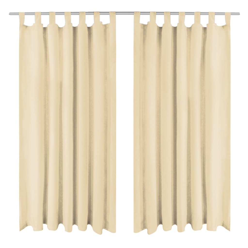 vidaXL Draperii micro-satin cu bride, 2 buc, 140 x 225 cm, bej vidaXL Draperii micro-satin cu bride, 2 buc, 140 x 225 cm, bej