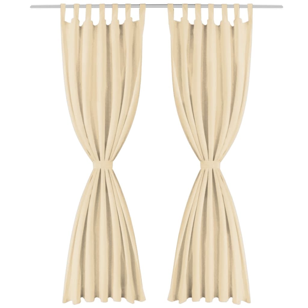 vidaXL Draperii micro-satin cu bride, 2 buc, 140 x 245 cm, bej vidaXL Draperii micro-satin cu bride, 2 buc, 140 x 245 cm, bej