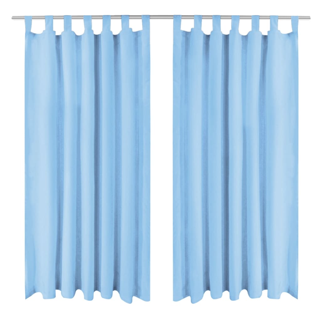 vidaXL Draperii micro-satin cu bride, 2 buc, 140 x 225 cm, turcoaz vidaXL Draperii micro-satin cu bride, 2 buc, 140 x 225 cm, turcoaz