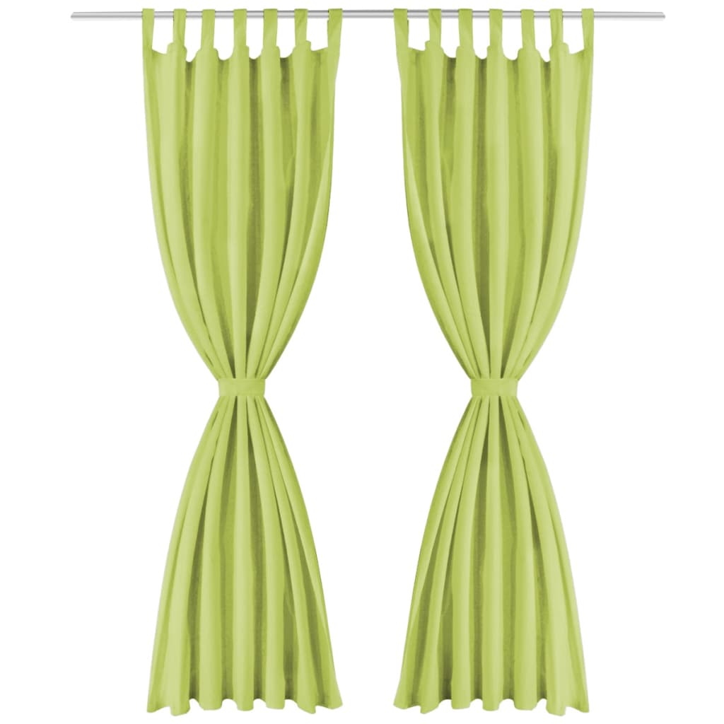 vidaXL Draperii micro-satin cu bride, 2 buc, 140 x 245 cm, verde vidaXL Draperii micro-satin cu bride, 2 buc, 140 x 245 cm, verde