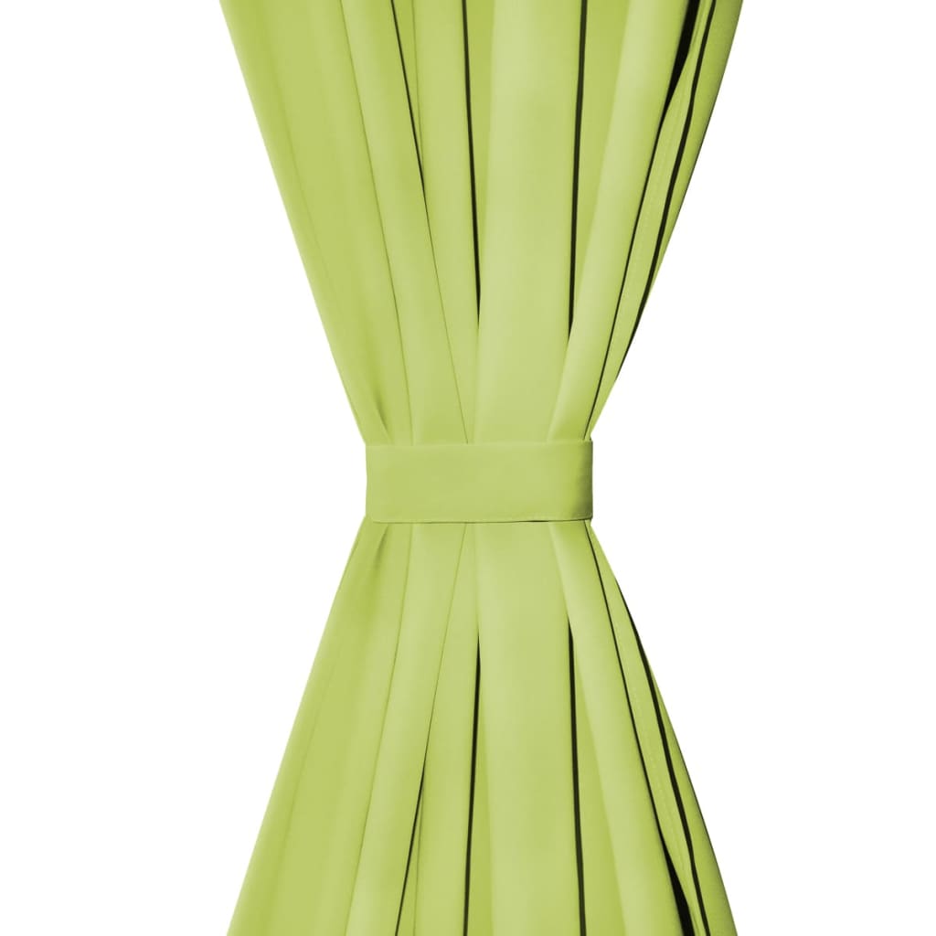 vidaXL Draperii micro-satin cu bride, 2 buc, 140 x 245 cm, verde vidaXL Draperii micro-satin cu bride, 2 buc, 140 x 245 cm, verde