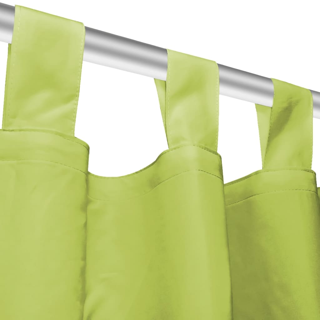 vidaXL Draperii micro-satin cu bride, 2 buc, 140 x 245 cm, verde vidaXL Draperii micro-satin cu bride, 2 buc, 140 x 245 cm, verde