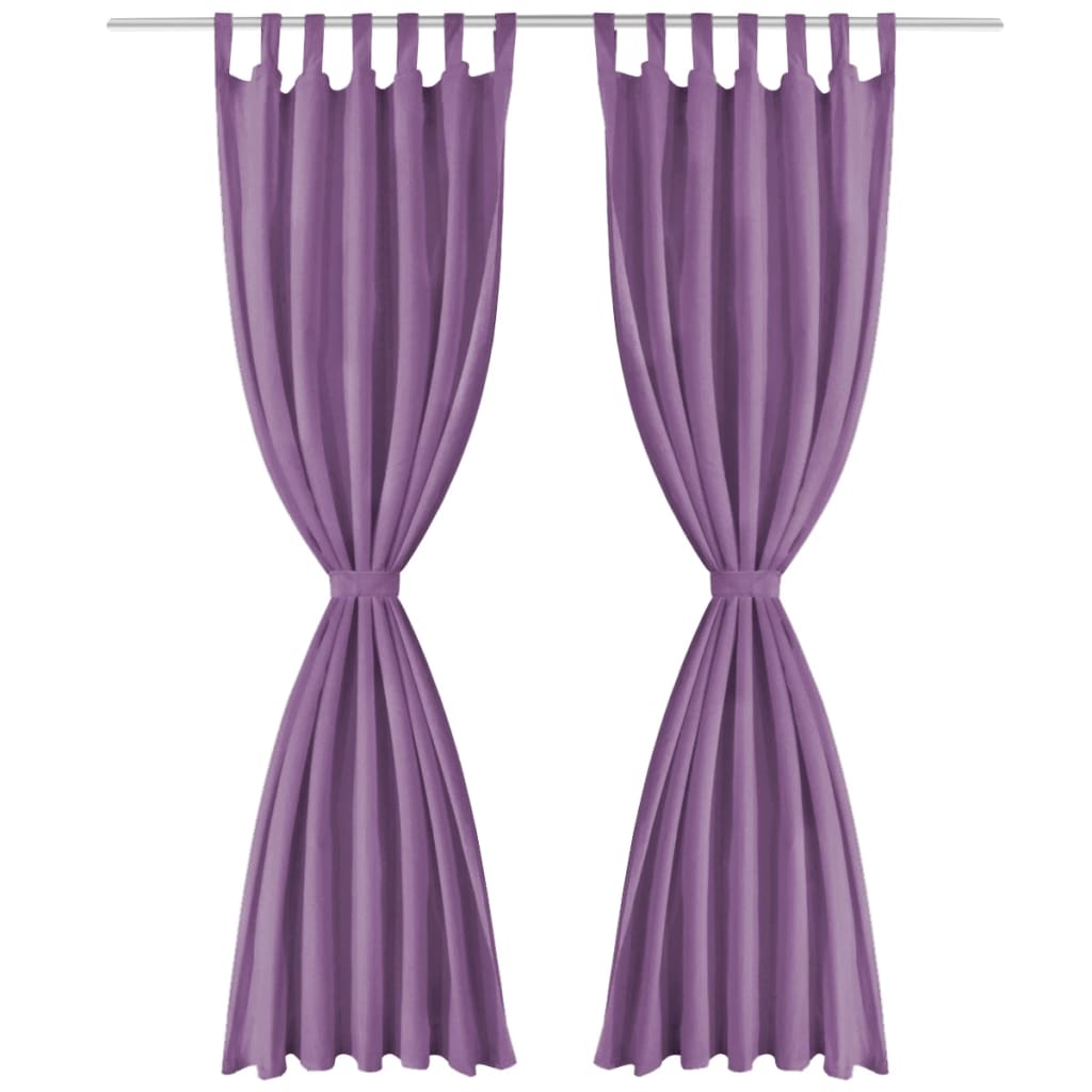 vidaXL Draperii micro-satin cu bride, 2 buc, 140 x 225 cm, violet vidaXL Draperii micro-satin cu bride, 2 buc, 140 x 225 cm, violet