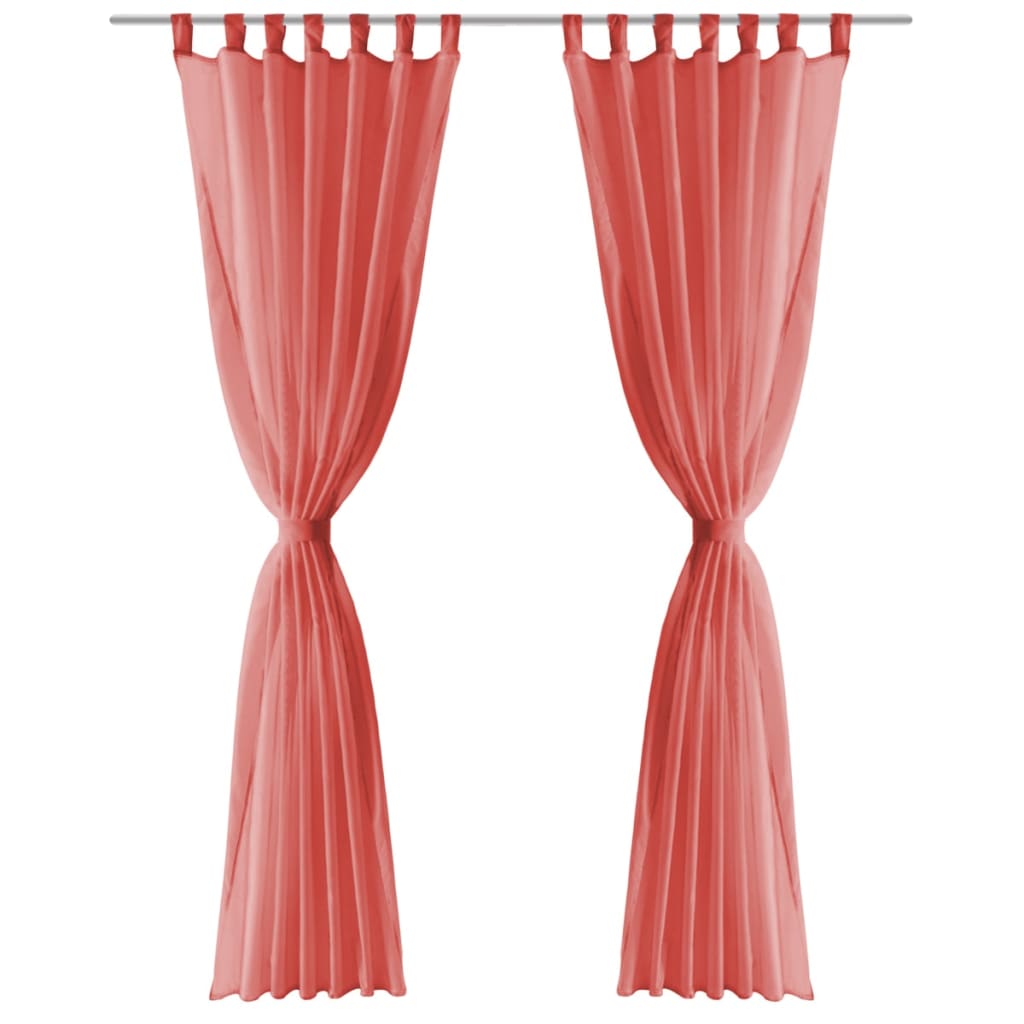 vidaXL Draperii din voal 2 buc., 140 x 225 cm, roșu vidaXL Draperii din voal 2 buc., 140 x 225 cm, roșu