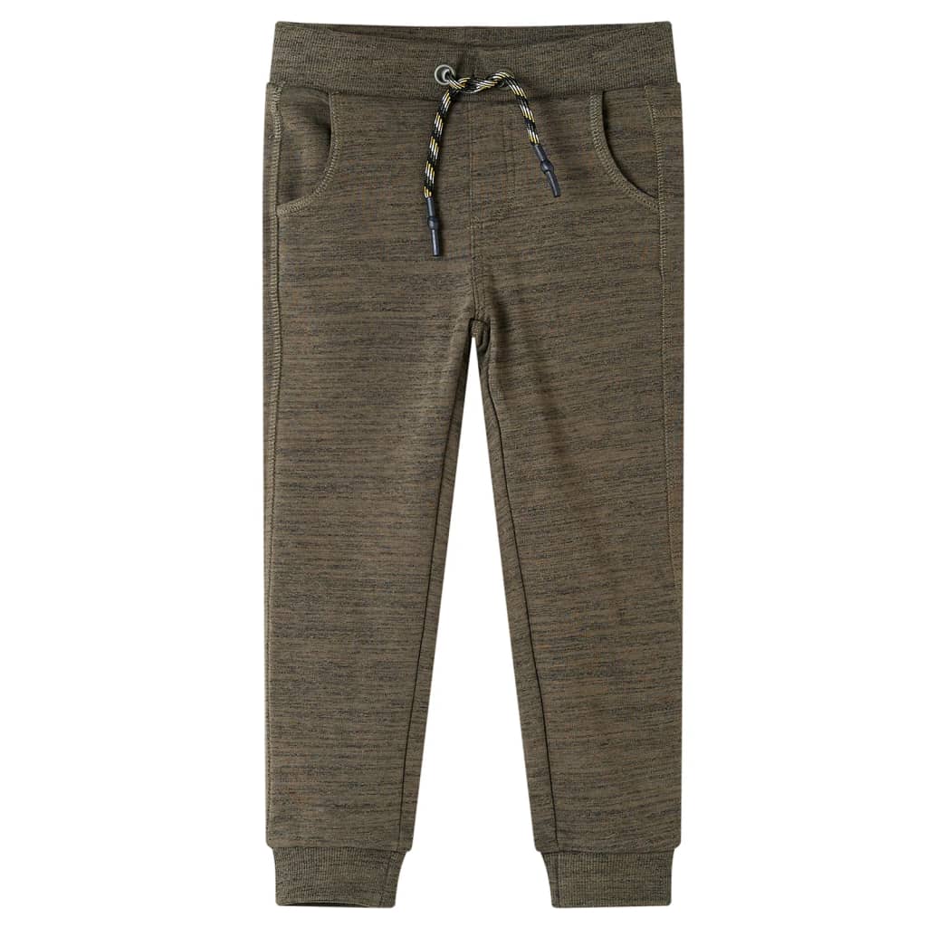 Pantaloni de trening pentru copii, kaki închis melanj, 128 Pantaloni de trening pentru copii, kaki închis melanj, 128