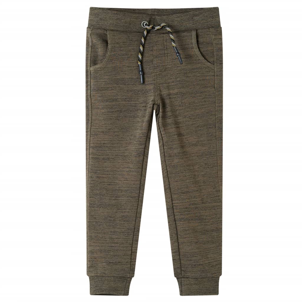 Pantaloni de trening pentru copii, kaki închis melanj, 140 Pantaloni de trening pentru copii, kaki închis melanj, 140