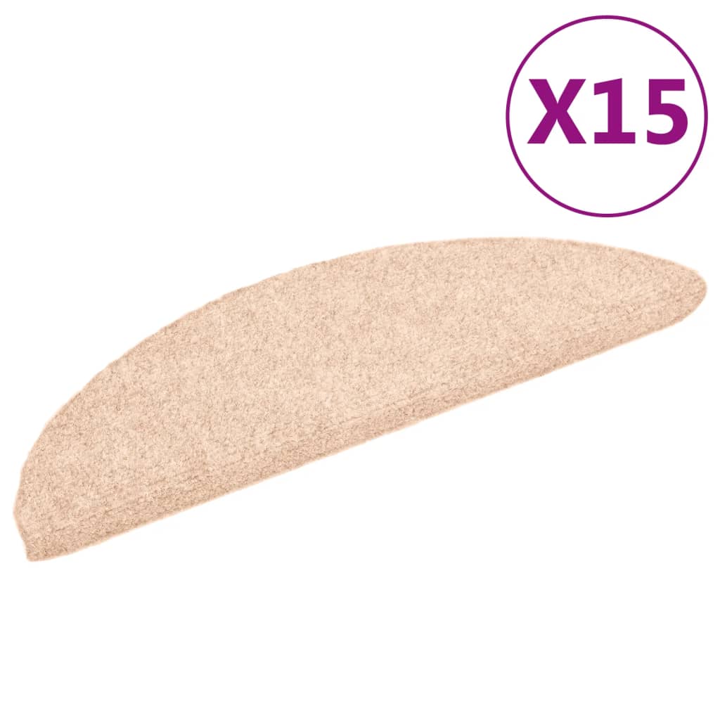 vidaXL Covorașe autoadezive pentru scări, 15 buc., 56x17x3 cm, crem, semirotunde vidaXL Covorașe autoadezive pentru scări, 15 buc., 56x17x3 cm, crem, semirotunde