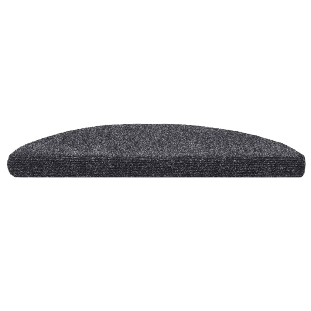 vidaXL Covorașe autoadezive pentru scări, 15 buc., 56x17x3 cm, gri închis, semirotunde