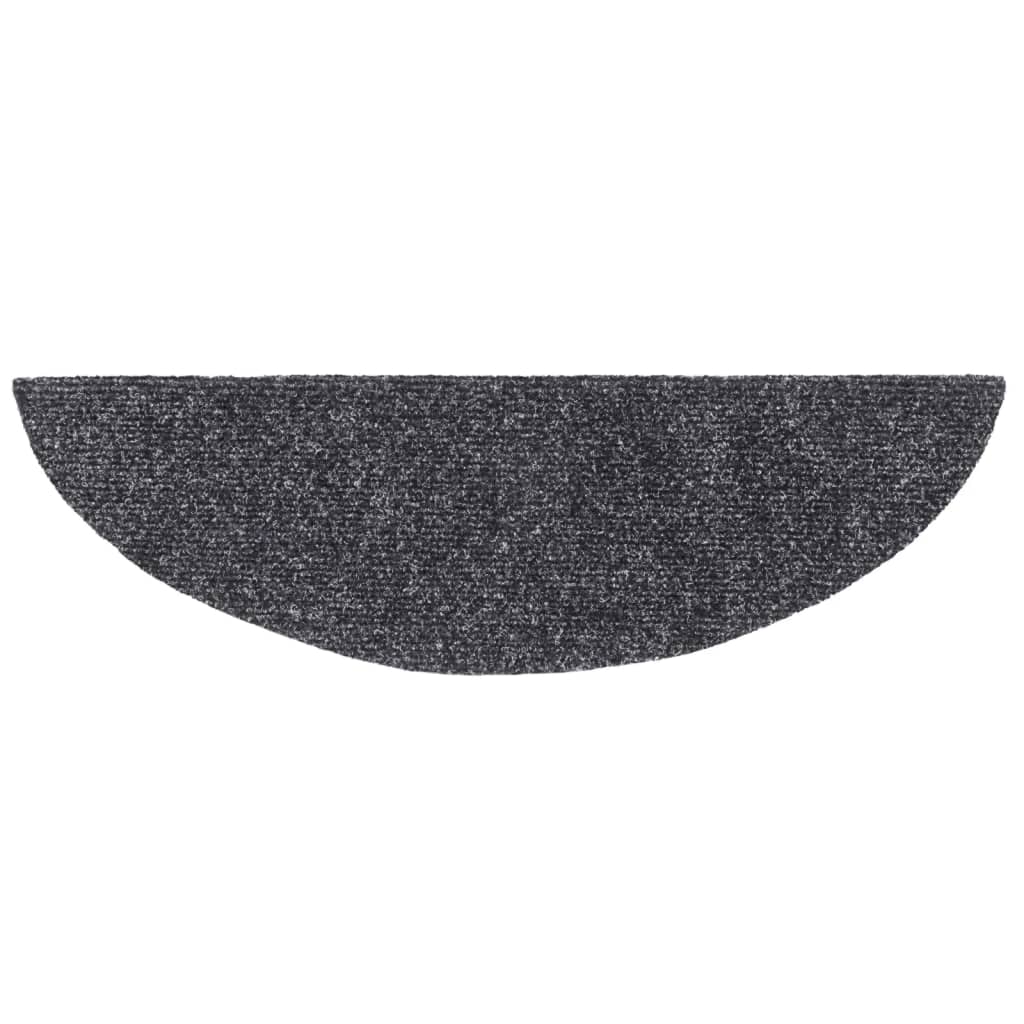 vidaXL Covorașe autoadezive pentru scări, 15 buc., 56x17x3 cm, gri închis, semirotunde