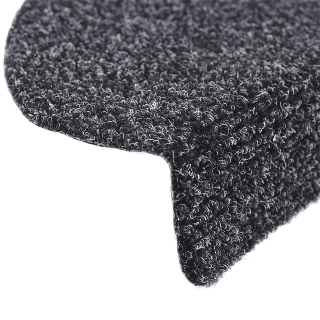 vidaXL Covorașe autoadezive pentru scări, 15 buc., 56x17x3 cm, gri închis, semirotunde