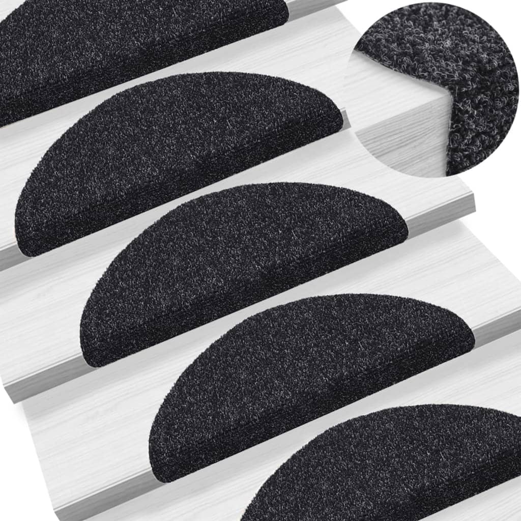 vidaXL Covorașe autoadezive pentru scări, 15 buc., 56x17x3 cm, negre, semirotunde vidaXL Covorașe autoadezive pentru scări, 15 buc., 56x17x3 cm, negre, semirotunde