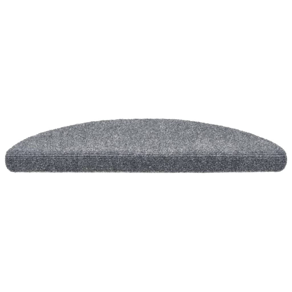 vidaXL Covorașe pentru scări autoadezive, 15 buc., 56x17x3 cm, gri deschis, semirotunde