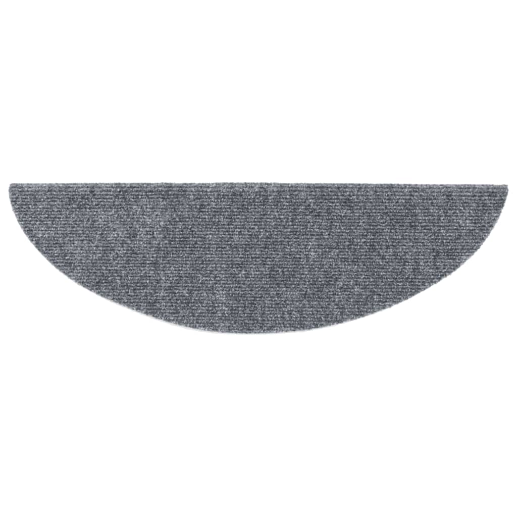 vidaXL Covorașe pentru scări autoadezive, 15 buc., 56x17x3 cm, gri deschis, semirotunde